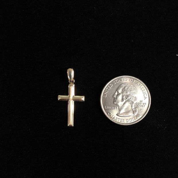 14K Gold Cross Religious Charm Pendant with 0.8mm Box Chain Necklace