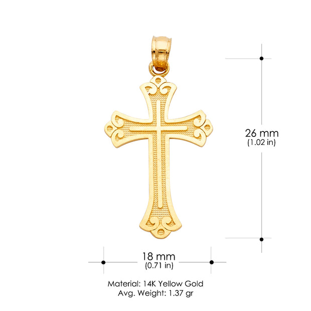 14K Gold Cross Religious Charm Pendant with 1.2mm Box Chain Necklace