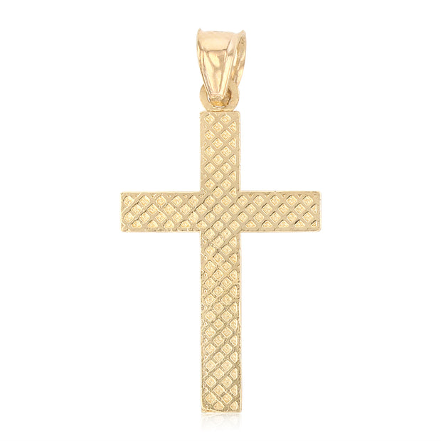 14K Gold Cross Religious Charm Pendant with 1.2mm Box Chain Necklace