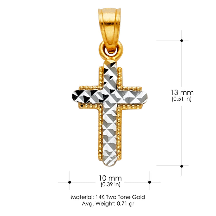 14K Gold Cross Religious Charm Pendant