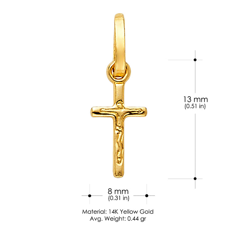 14K Gold Crucifix Cross Pendant with 0.9mm Singapore Chain