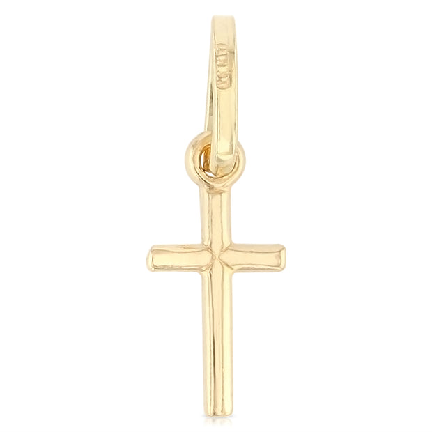 14K Gold Crucifix Cross Religious Charm Pendant with 0.6mm Box Chain Necklace