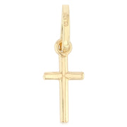 14K Gold Crucifix Cross Pendant with 1.2mm Flat Open Wheat Chain