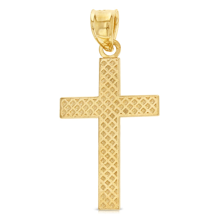 14K Gold Cross Religious Charm Pendant with 1.2mm Box Chain Necklace