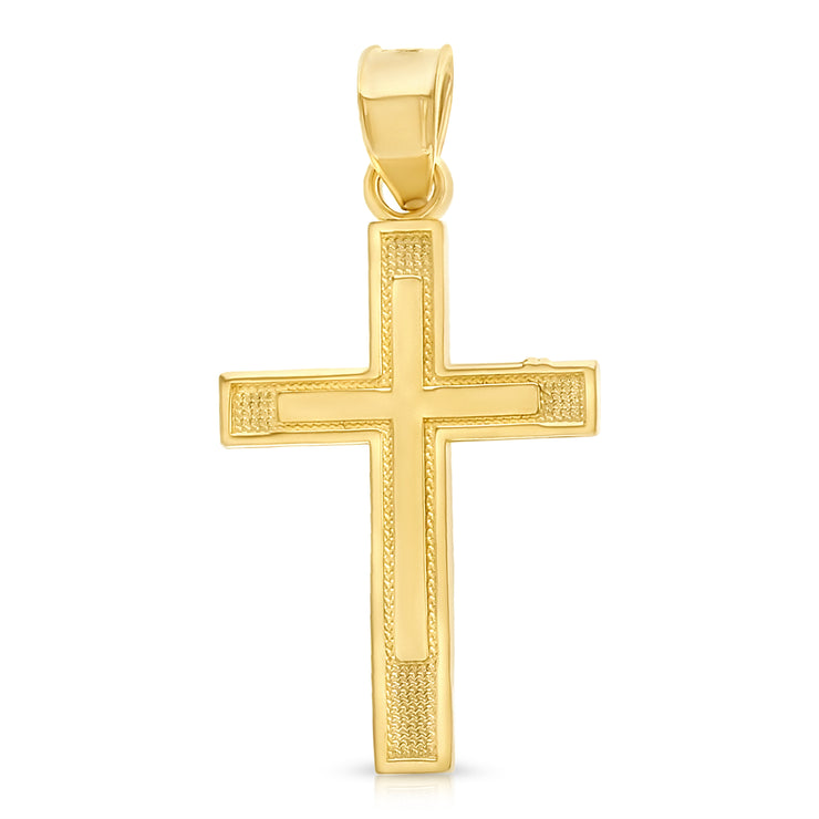 14K Gold Cross Religious Charm Pendant with 0.8mm Box Chain Necklace