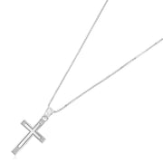 14K Gold Cross Religious Charm Pendant with 1mm Box Chain Necklace