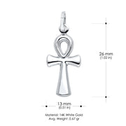 14K Gold Egyptian Ankh Cross Religious Pendant