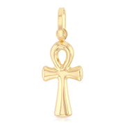 14K Gold Egyptian Ankh Cross Pendant with 1.6mm Figaro 3+1 Chain