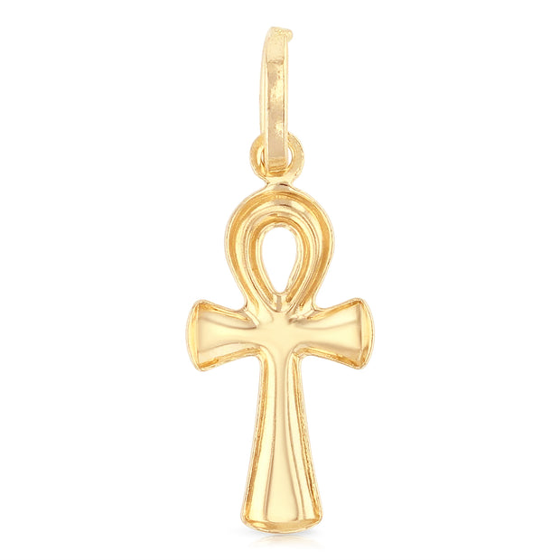 14K Gold Egyptian Ankh Cross Religious Pendant