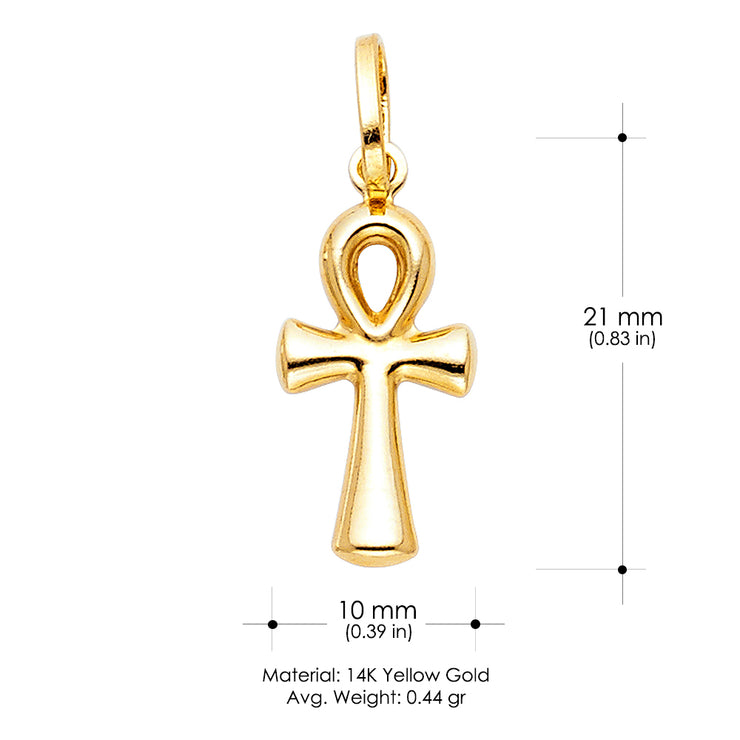 14K Gold Egyptian Ankh Cross Religious Pendant