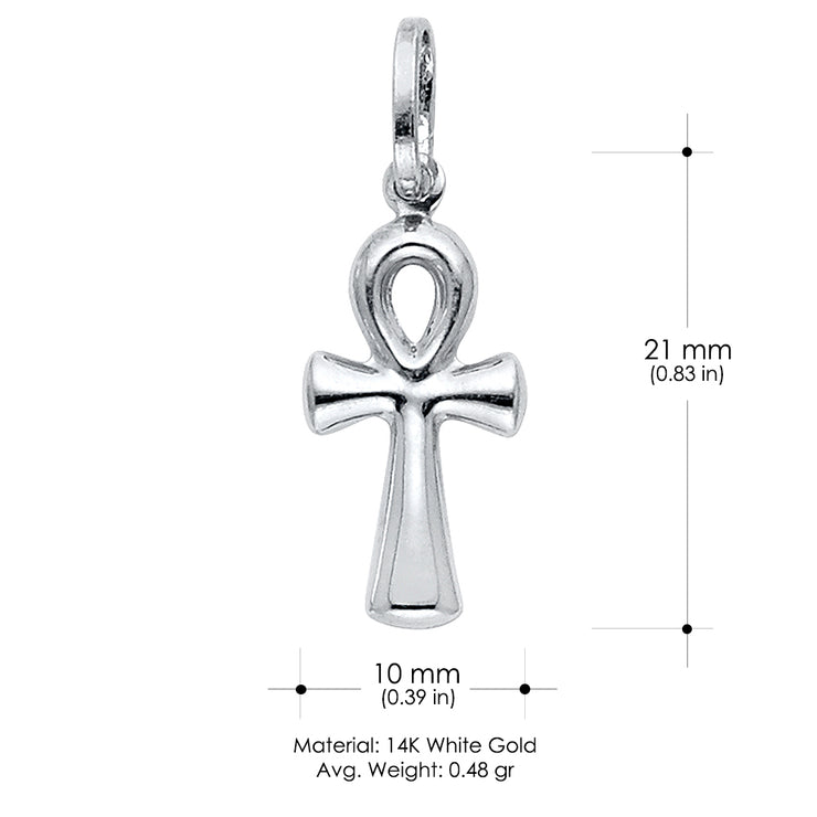 14K Gold Egyptian Ankh Cross Religious Pendant