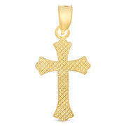 14K Gold Cross Religious Charm Pendant with 0.8mm Box Chain Necklace