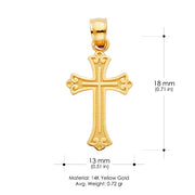 14K Gold Cross Religious Charm Pendant