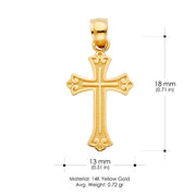 14K Gold Cross Religious Charm Pendant