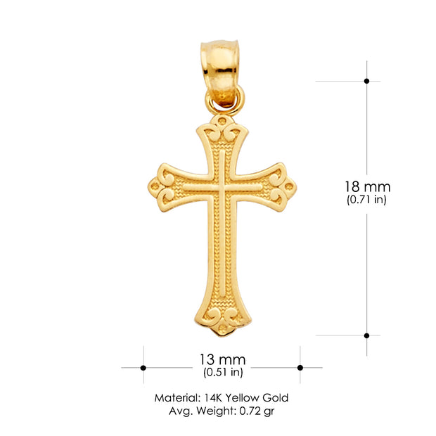 14K Gold Cross Religious Charm Pendant