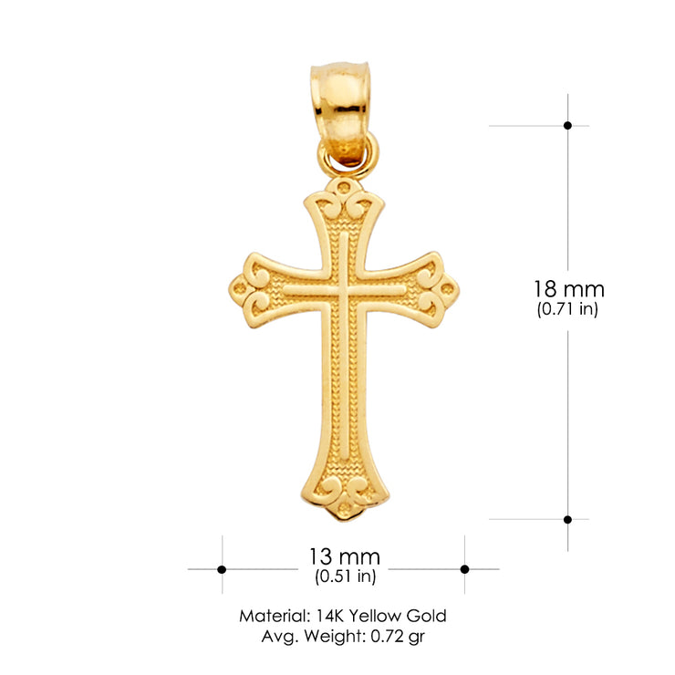 14K Gold Cross Religious Charm Pendant with 0.8mm Box Chain Necklace