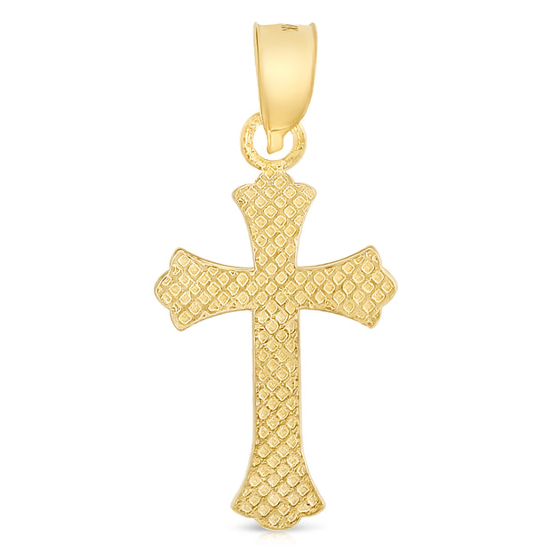 14K Gold Cross Religious Charm Pendant