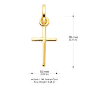 14K Gold Plain Cross Religious Pendant