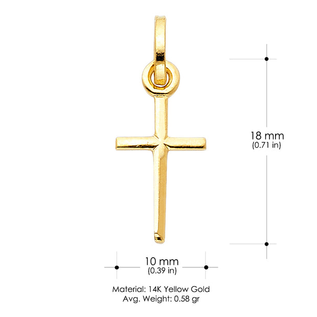 14K Gold Plain Cross Religious Pendant