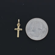 14K Gold Plain Cross Pendant with 1.6mm Figaro 3+1 Chain