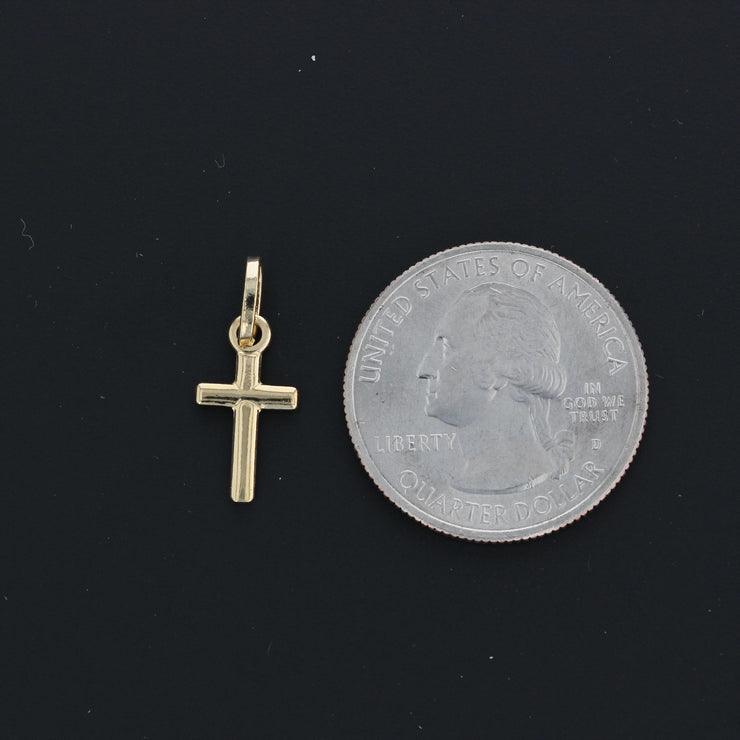 14K Gold Plain Cross Religious Pendant