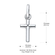 14K Gold Plain Cross Religious Pendant