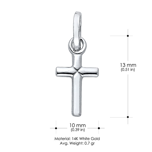 14K Gold Plain Cross Religious Pendant