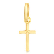 14K Gold Plain Cross Pendant with 0.9mm Singapore Chain