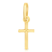 14K Gold Plain Cross Religious Charm Pendant with 0.8mm Box Chain Necklace