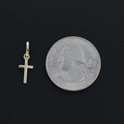 14K Gold Plain Cross Religious Charm Pendant with 0.8mm Box Chain Necklace