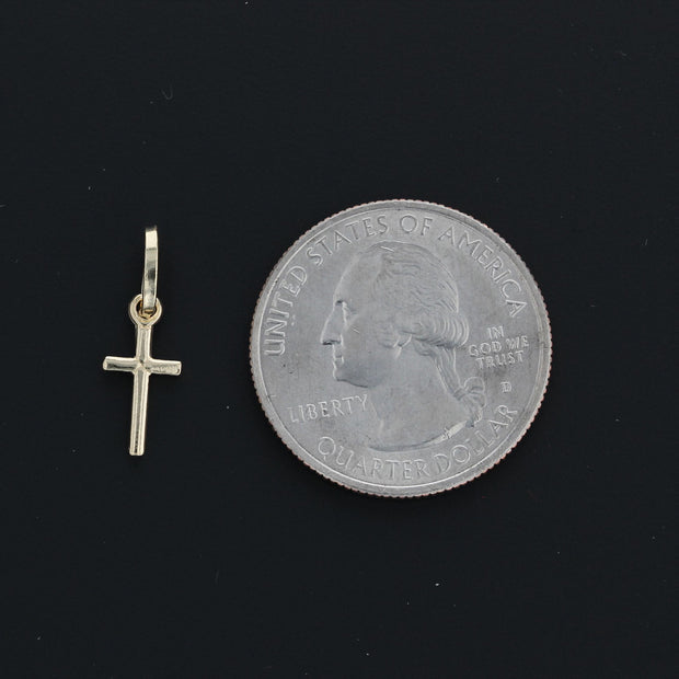 14K Gold Plain Cross Religious Pendant