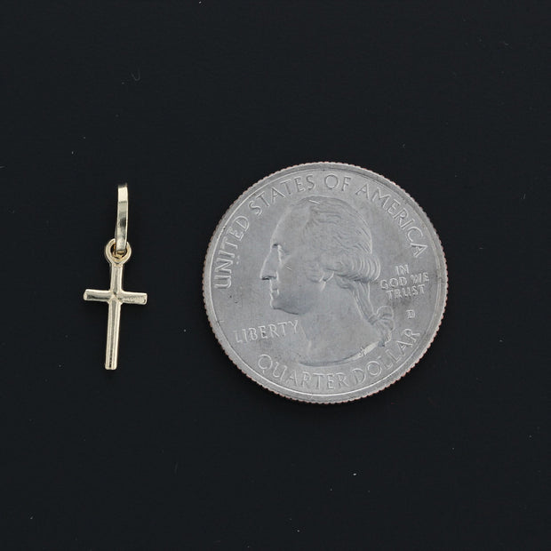 14K Gold Plain Cross Pendant with 1.6mm Figaro 3+1 Chain
