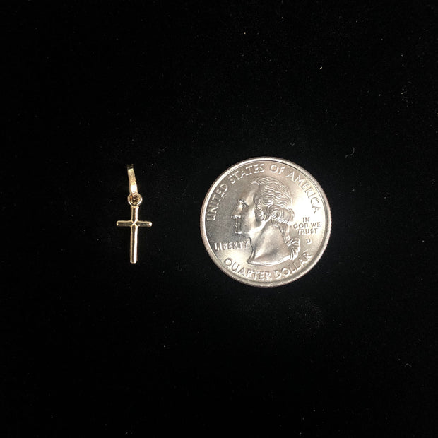 14K Gold Plain Cross Religious Pendant