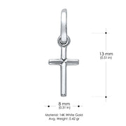 14K Gold Plain Cross Religious Pendant