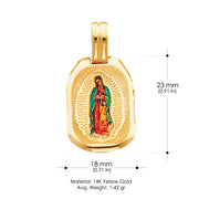 14K Gold Guadalupe Enamel Pendant with 0.9mm Singapore Chain