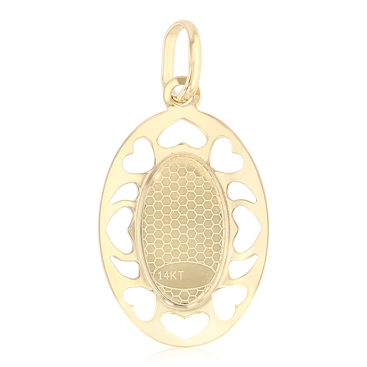 14K Gold Guadalupe Enamel Religious Pendant