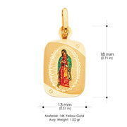 14K Gold Guadalupe Enamel Religious Pendant