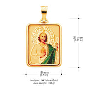 14K Gold St. Jude Enamel Religious Pendant