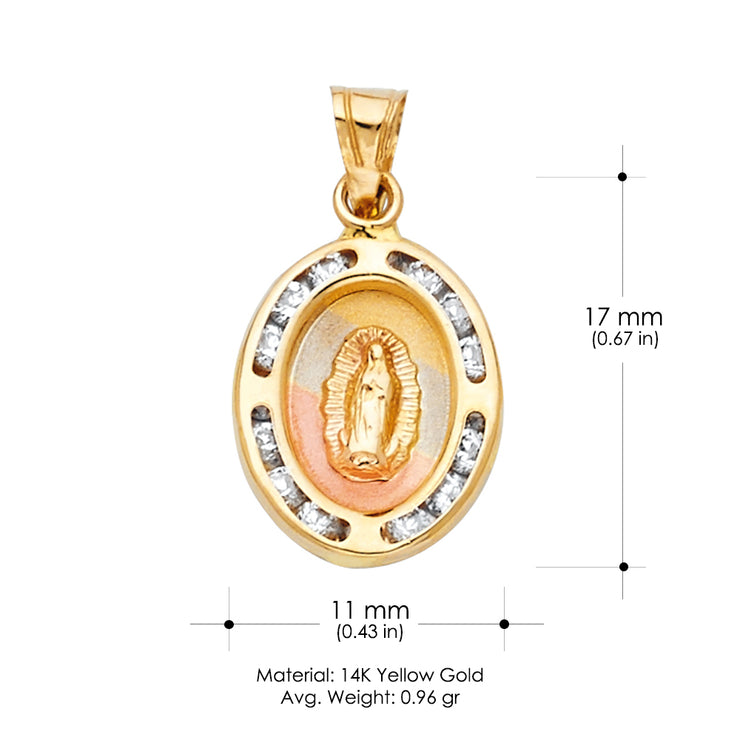 14K Gold Guadalupe CZ Pendant with 2.6mm Valentino Star Chain