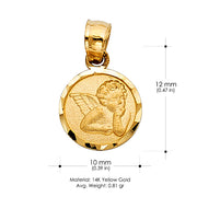 14K Gold Angel Pendant with 0.9mm Singapore Chain