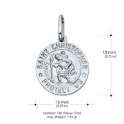 14K Gold St. Christopher Religious Pendant