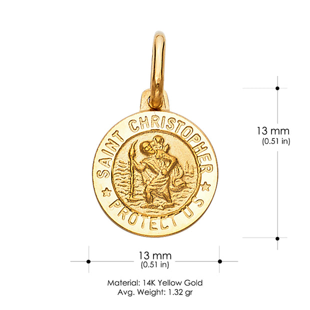 14K Gold St. Christopher Religious Pendant