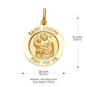 14K Gold St. Joseph Religious Pendant