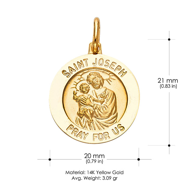 14K Gold St. Joseph Religious Pendant