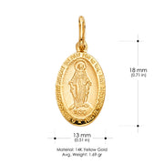 14K Gold 1830 Guadalupe Religious Pendant