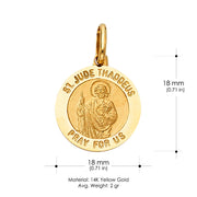 14K Gold St. Jude Thaddeus Pray For Us Charm Pendant with 0.9mm Wheat Chain Necklace