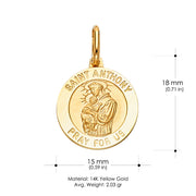 14K Gold St. Anthony Religious Pendant