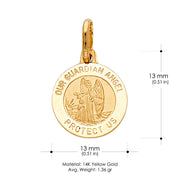 14K Gold Our Guardian Angel Religious Pendant