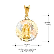 14K Gold Guadalupe Stamp Pendant with 2.1mm Valentino Chain