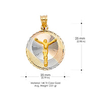 14K Gold Jesus Stamp Pendant with 3.4mm Hollow Cuban Chain